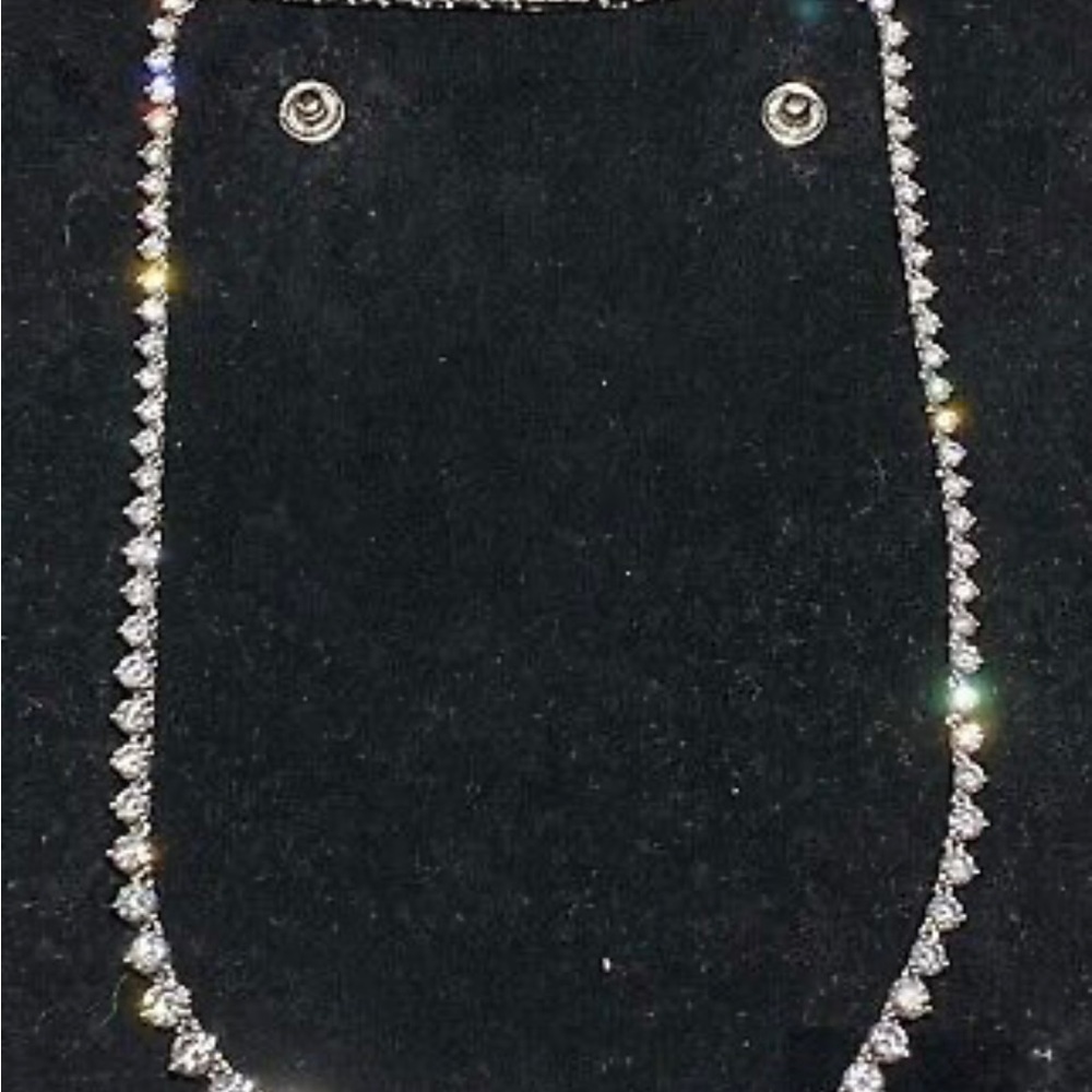 Diamonique 17” graduated sterling silver tennis necklace